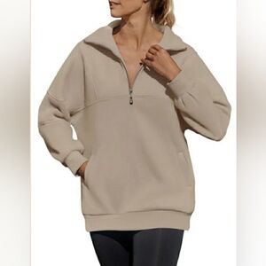 Final Sale- Zesica Y2K Oversized Quarter Zip Sweatshirt